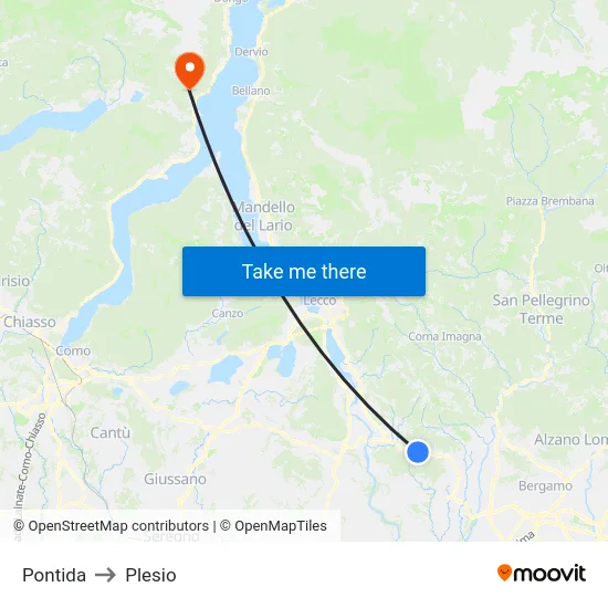Pontida to Plesio map