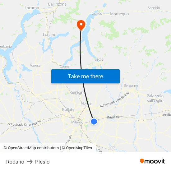 Rodano to Plesio map
