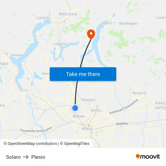 Solaro to Plesio map