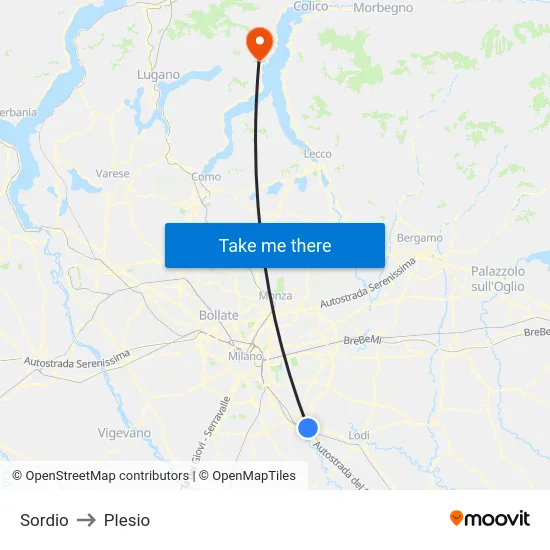 Sordio to Plesio map