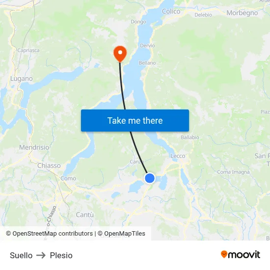 Suello to Plesio map