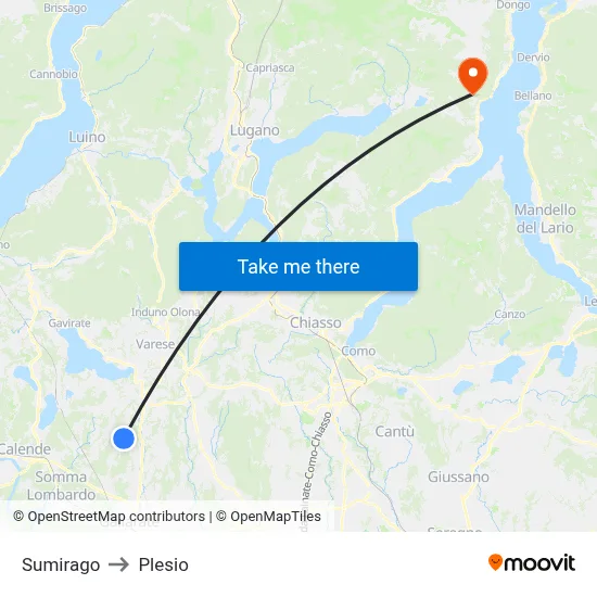Sumirago to Plesio map