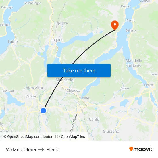 Vedano Olona to Plesio map
