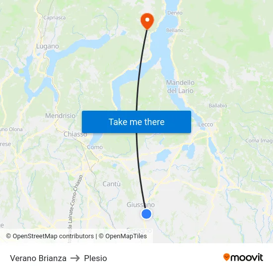 Verano Brianza to Plesio map