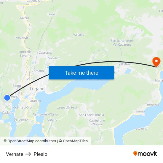 Vernate to Plesio map