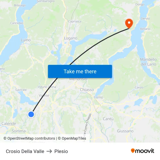 Crosio Della Valle to Plesio map
