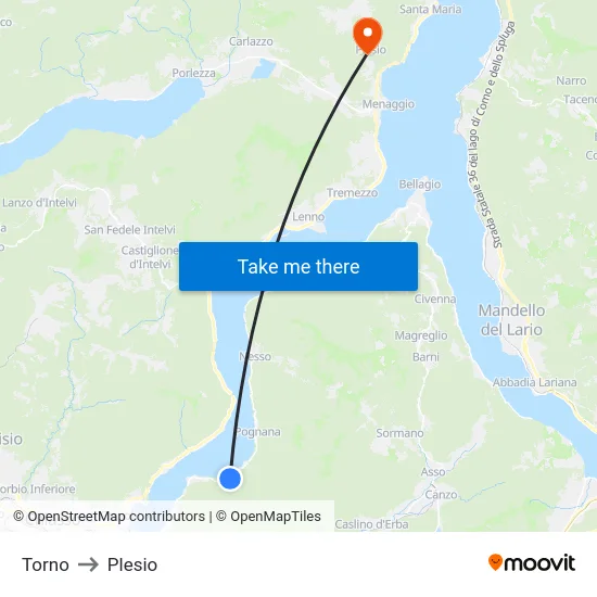 Torno to Plesio map