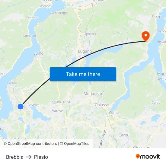 Brebbia to Plesio map