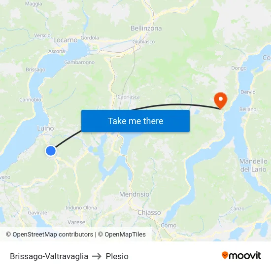Brissago-Valtravaglia to Plesio map