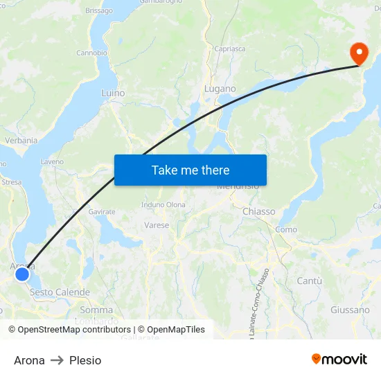 Arona to Plesio map