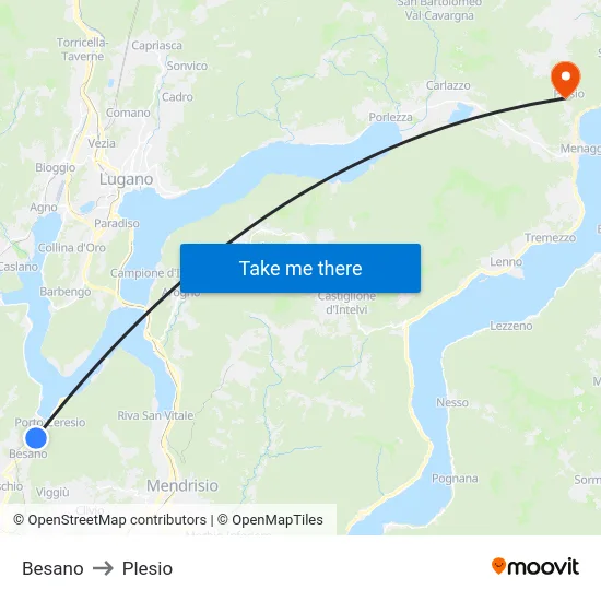 Besano to Plesio map