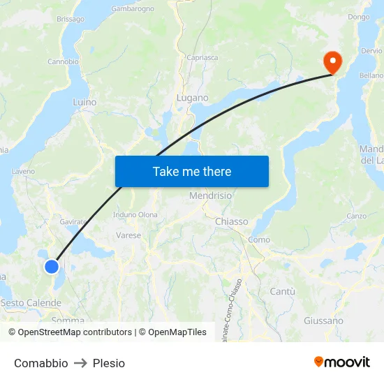 Comabbio to Plesio map