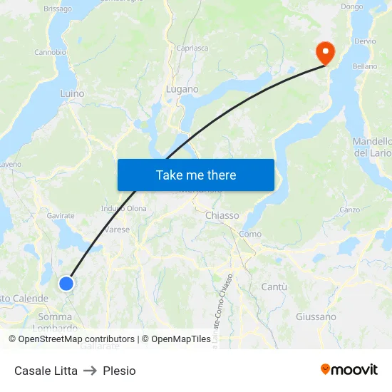 Casale Litta to Plesio map