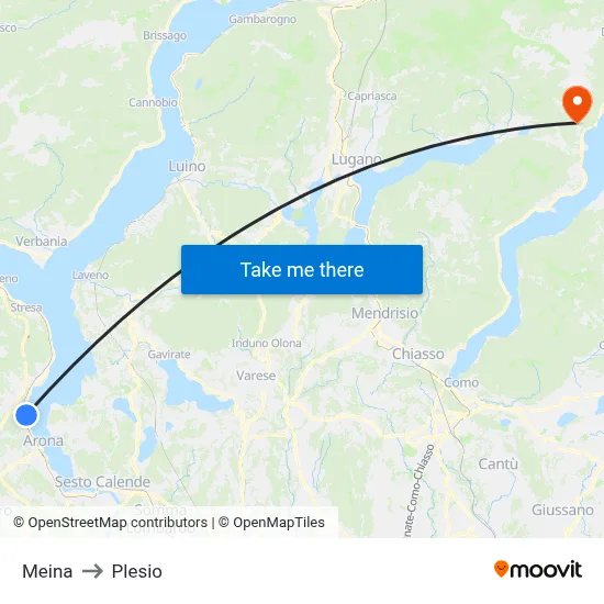 Meina to Plesio map