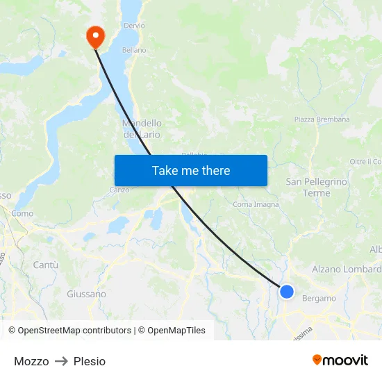Mozzo to Plesio map