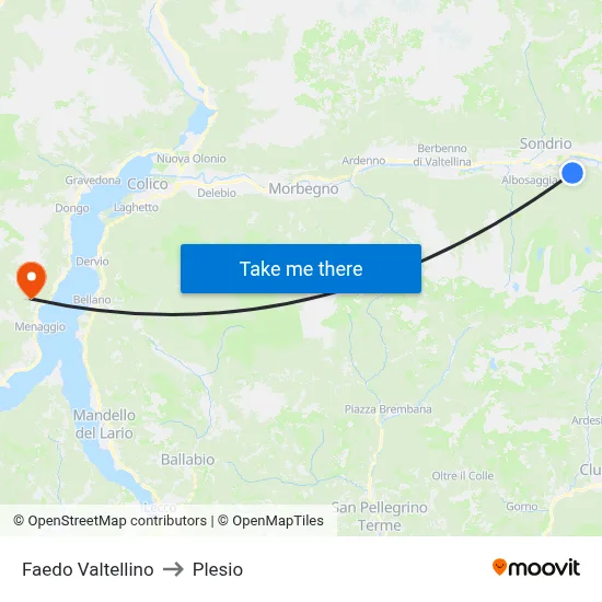 Faedo Valtellino to Plesio map