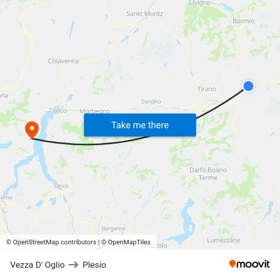 Vezza D' Oglio to Plesio map