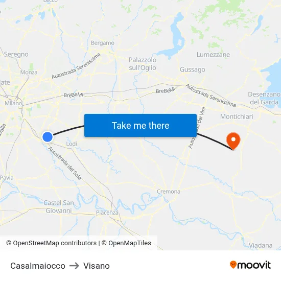 Casalmaiocco to Visano map