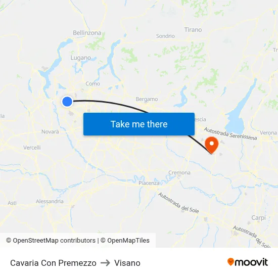 Cavaria con Premezzo to Visano map