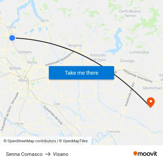 Senna Comasco to Visano map