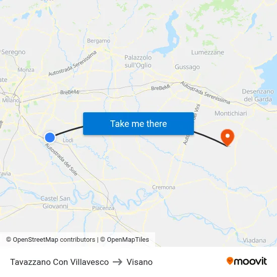 Tavazzano Con Villavesco to Visano map
