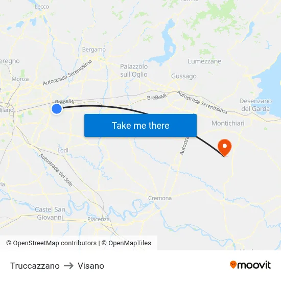 Truccazzano to Visano map