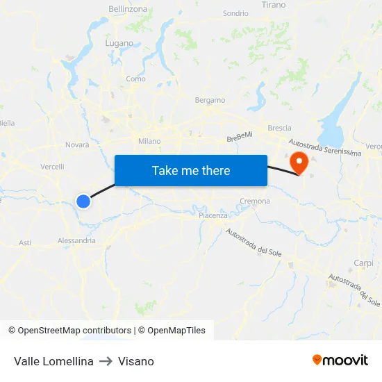 Valle Lomellina to Visano map