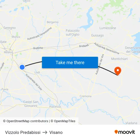 Vizzolo Predabissi to Visano map