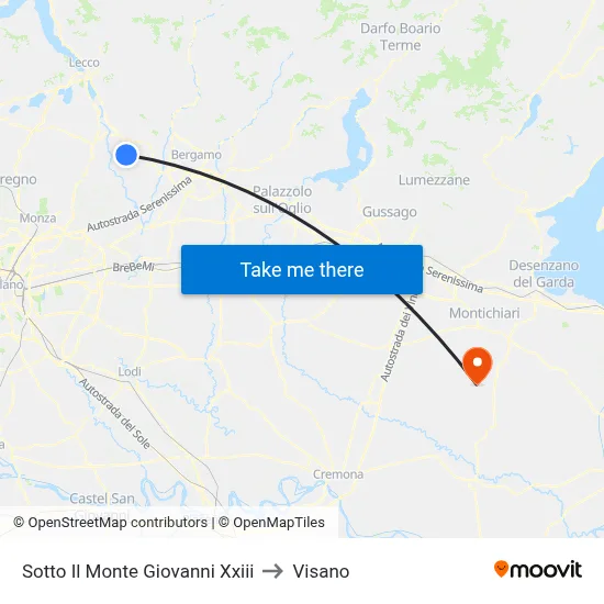 Sotto Il Monte Giovanni Xxiii to Visano map
