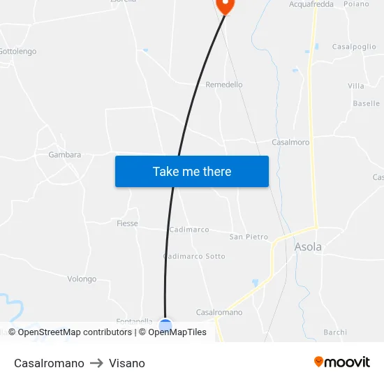 Casalromano to Visano map