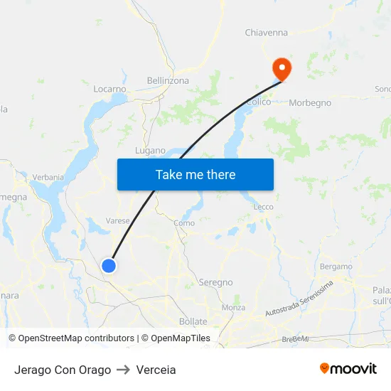 Jerago con Orago to Verceia map