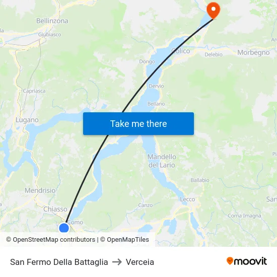 San Fermo Della Battaglia to Verceia map