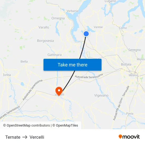Ternate to Vercelli map