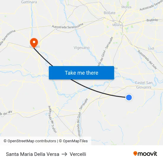 Santa Maria Della Versa to Vercelli map