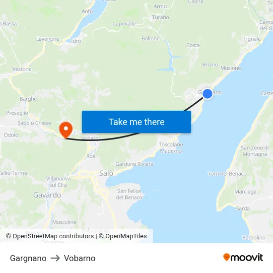 Gargnano to Vobarno map