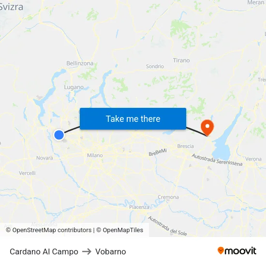 Cardano al Campo to Vobarno map