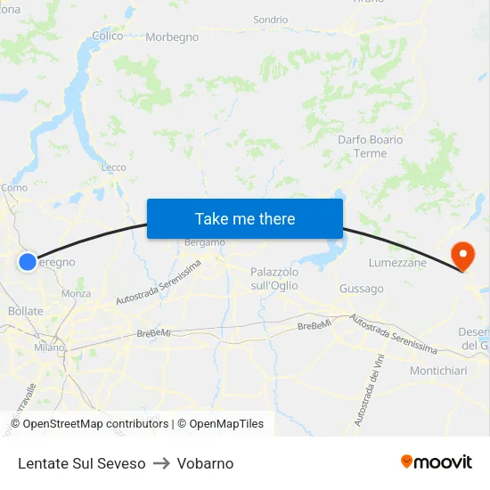 Lentate Sul Seveso to Vobarno map