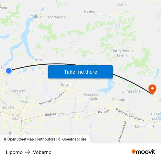 Lipomo to Vobarno map