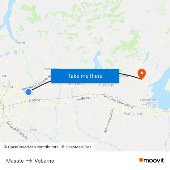 Masate to Vobarno map