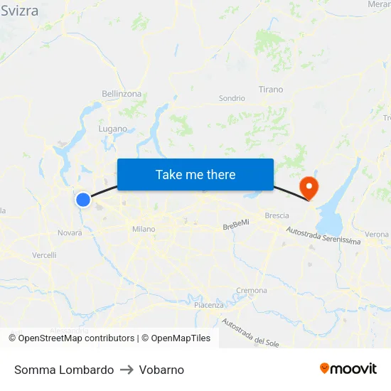 Somma Lombardo to Vobarno map