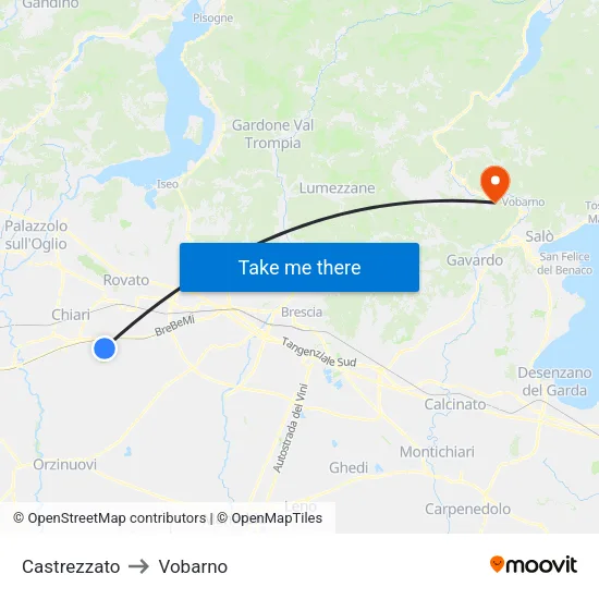 Castrezzato to Vobarno map