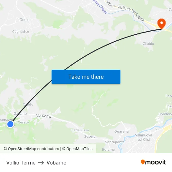 Vallio Terme to Vobarno map