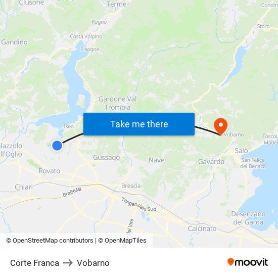 Corte Franca to Vobarno map
