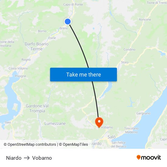 Niardo to Vobarno map