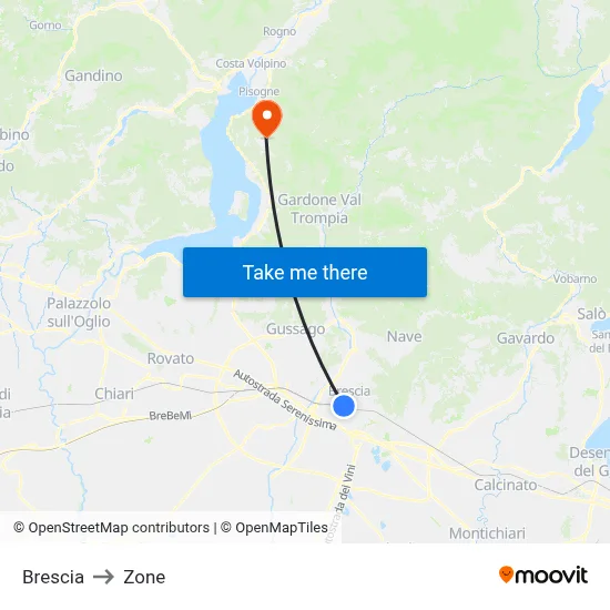 Brescia to Zone map