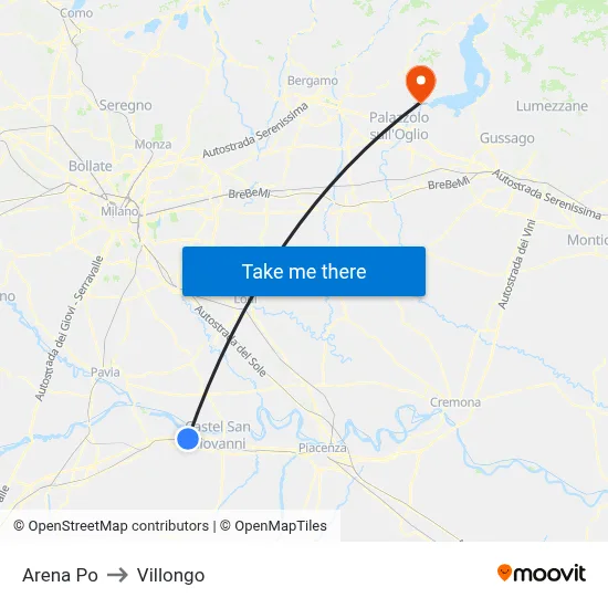 Arena Po to Villongo map