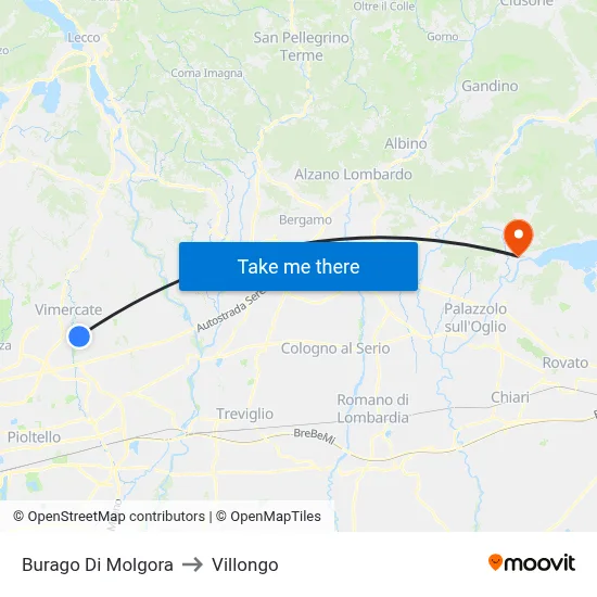 Burago di Molgora to Villongo map