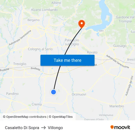 Casaletto di Sopra to Villongo map