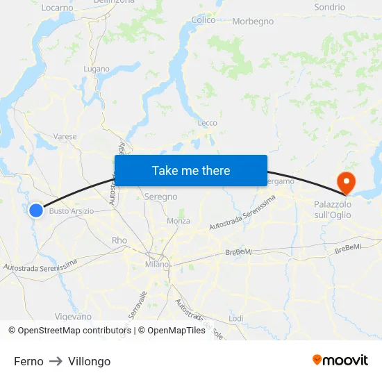 Ferno to Villongo map