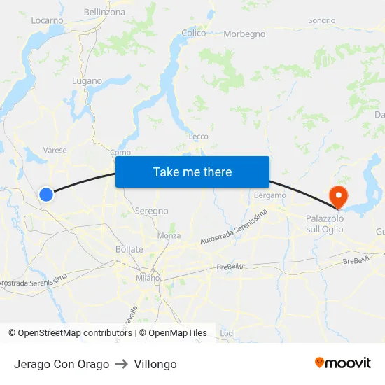 Jerago con Orago to Villongo map